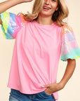 Rainbow Puff Sleeve Top -clearance