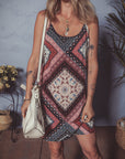 Geometric Paisley Sleeveless Mini Dress