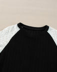 Bailey Patchwork Long Sleeve Ribbed Blouse