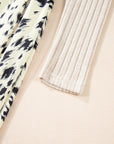 Leopard Patchwork Ribbed Knit Belted Dress