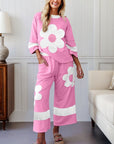 Floral Patchwork Raw Edge Top and Pant Set