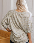 Bailee Leopard Half Sleeve V Neck Loose Fit Top