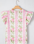 Floral Layered Ruffle Sleeve Top