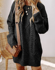 Cable Knit Drop Shoulder Sweater Dress