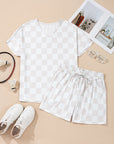 Scottie Checkered Tee Drawstring Shorts Lounge Set