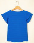 Textured Ruffle Sleeve Top