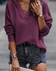Collins V Neck Ribbed Drop Shoulder Hooded Sweater