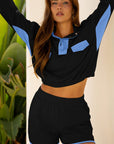 Colorblock Patchwork Pullover and Shorts Set