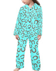 Turquoise Horseshoe Girl's Western Pajama Set