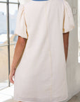 Stripe Contrast Seersucker T-Shirt Dress