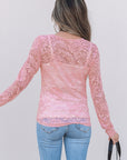 Amanda Floral Lace Sheer Long Sleeve Top