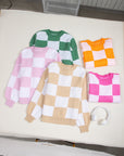 Checker Bishop Sleeve Sweater