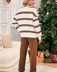 Black Striped Drop Shoulder Pullover and Joggers Set