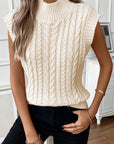 Sylvia Cable Knit High Neck Sweater Vest
