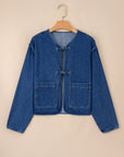 Wash Denim Straight Cut Pocketed Jacket