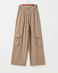 Solid Elastic High-Waist Pants