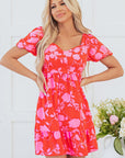 Kayla Floral Sweetheart Neck Dress