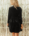 Amy Velvet High Neck Tiered Ruffle Dress