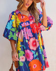 Iyla Floral Split Neck Babydoll Dress