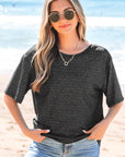 Kathryn Bow Decor Glittery Short Sleeve Top
