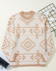 Plus Size Western Aztec Long Sleeve Sweater