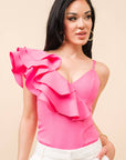 Asymmetrical ruffle bodysuit