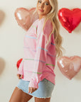Miriam Stripes Baggy Henley Sweater
