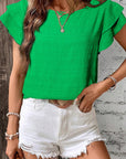 Textured Ruffle Sleeve Top