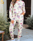 Floral Pullover and Drawstring Lounge Set