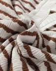 Stripe Textured Long Sleeve Hooded V-Neck Top