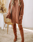 Cable Knit Drop Shoulder Sweater Dress