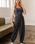 Avianna Back Crossed Straps Hollow Out Jogger Jumpsuit