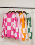 Checker Bishop Sleeve Sweater