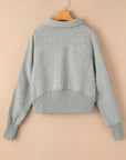 Solid Fleece-Lined Half-Zip Up Collar Sweatshirt