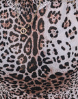 Leopard Smocked Neck Mesh Bodysuit