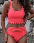 Aleena Scalloped Criss Cross High Waist Bikini