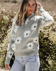 Maria Floral Half Zip Drop Shoulder Sweater