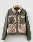 Floral Patchwork Ribbed Corduroy Shirt Jacket