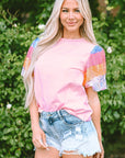 Colette Sequin Striped Puff Sleeve Top
