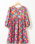 Lena Floral Bubble Sleeve Babydoll Dress
