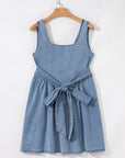 Emily Square Neck Bowknot A-line Denim Dress