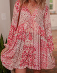 Melody Floral Tassel Tie Long Sleeve Mini Dress