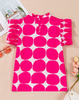 Loretta Bubblegum Pattern Frilled Top