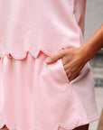 Nova Puff Sleeve Pearl Embellished Scallop Set