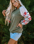 Bailey Patchwork Long Sleeve Ribbed Blouse