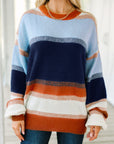 Colorblock Round Neck Long Sleeve Sweater