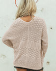 Solid Hollow Knit Open-Front Cardigan