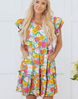 Mara Floral Flutter Sleeve Mini Dress