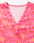 Charley Leopard V Neck Short Sleeve Blouse