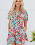 Erin Lace-up High Waist Buttoned Mini Dress
